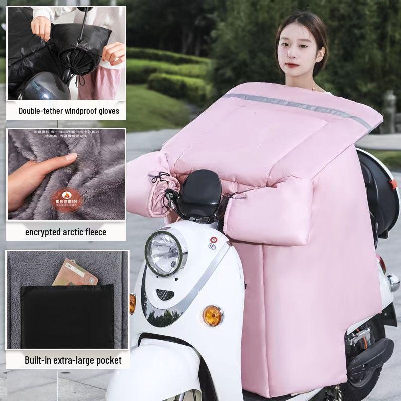 Extra Large Electric Vehicle Windshield & Motorcycle Knee Pads - Fleece Lined, Waterproof, Windproof & Battery Heated