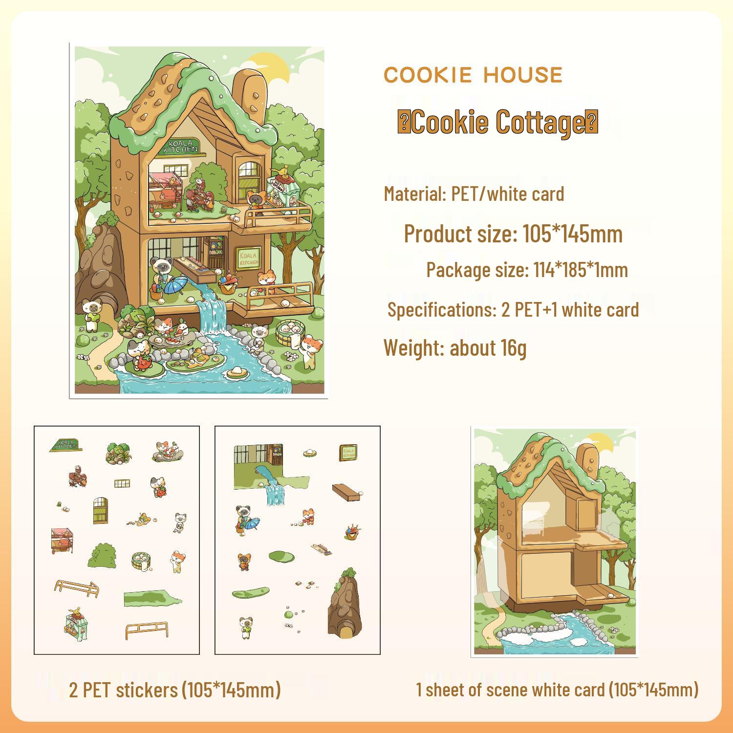 ZABC Cross-border Stereo Scene Stickers: Fun Four Chapters Series - 3 Sheets PET White Card Collage Material