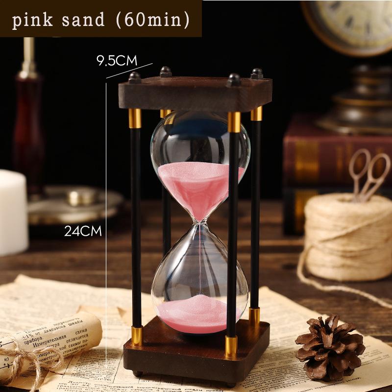 Klasická dřevěná přesýpací hodina: 60min & 30min pro domácí nebo kancelářskou výzdobu, minimalistický styl