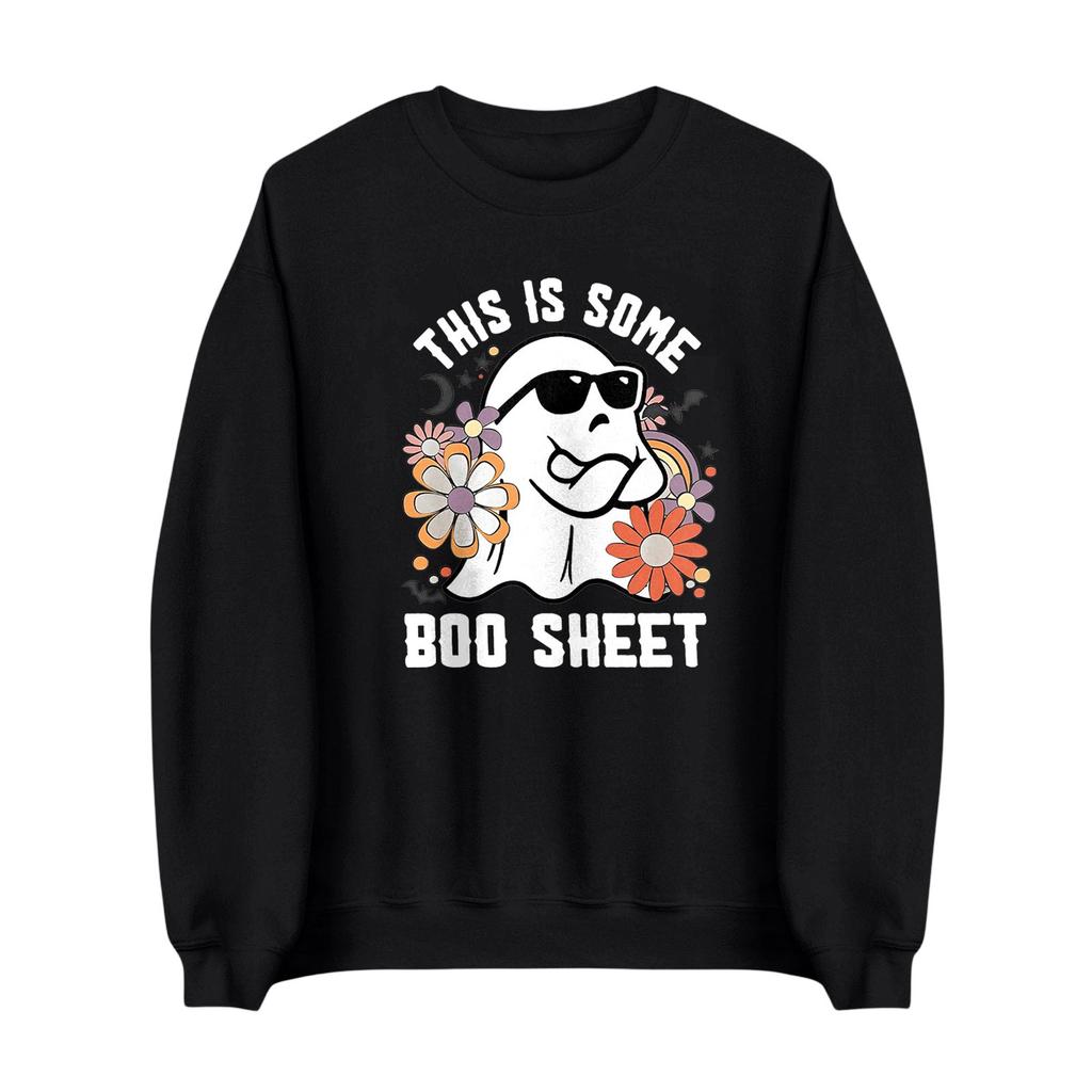 Damska Moda Bluza z Kapturem z Okrągłym Dekoltem i Długim Rękawem Halloween Bluza z Małym Nadrukiem