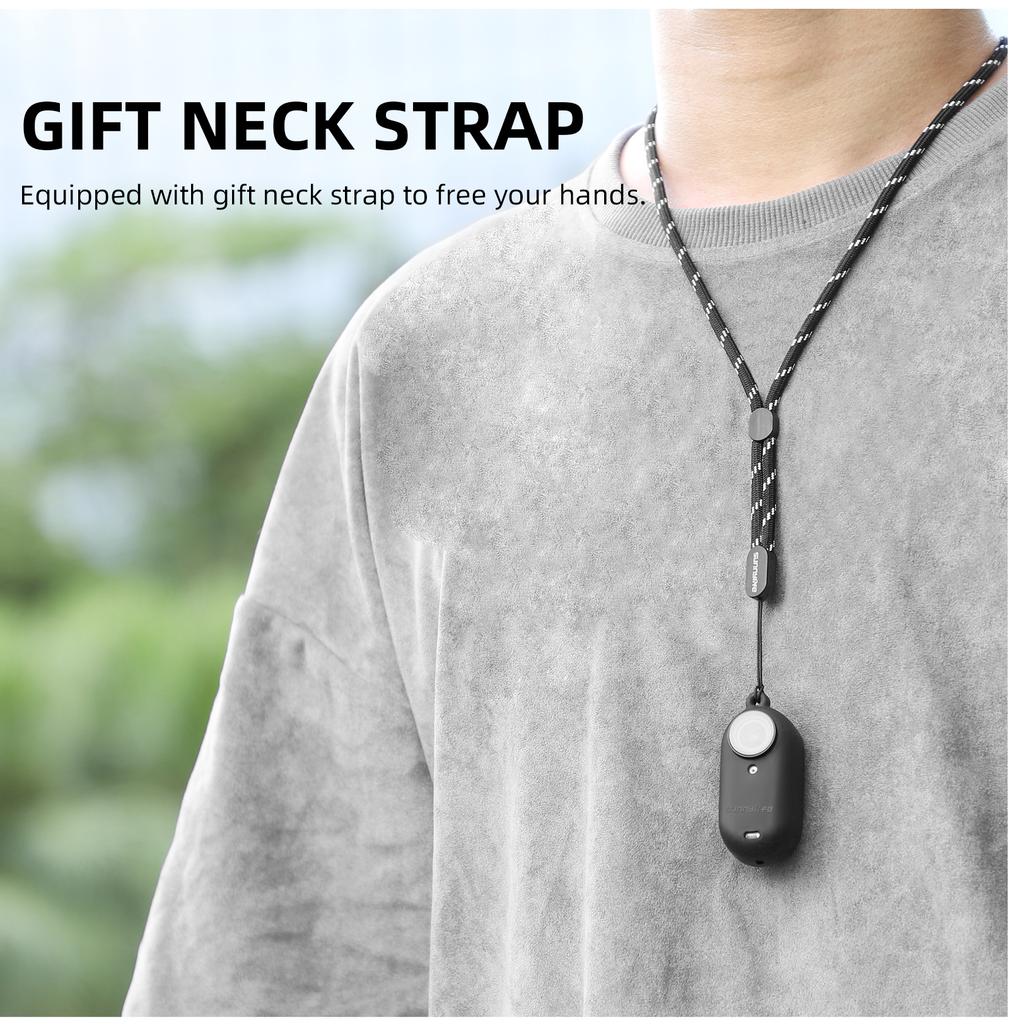 3 In 1 Silicone Cover Lens Case with Strap for Insta360 GO 3 Scratchproof Protective Cover with Anti-lost Neck Hand Lanyard