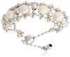 SOPRASOLITO 10K White Gold Freshwater Pearl Chain Ring Free 87865 (Ball), Size,