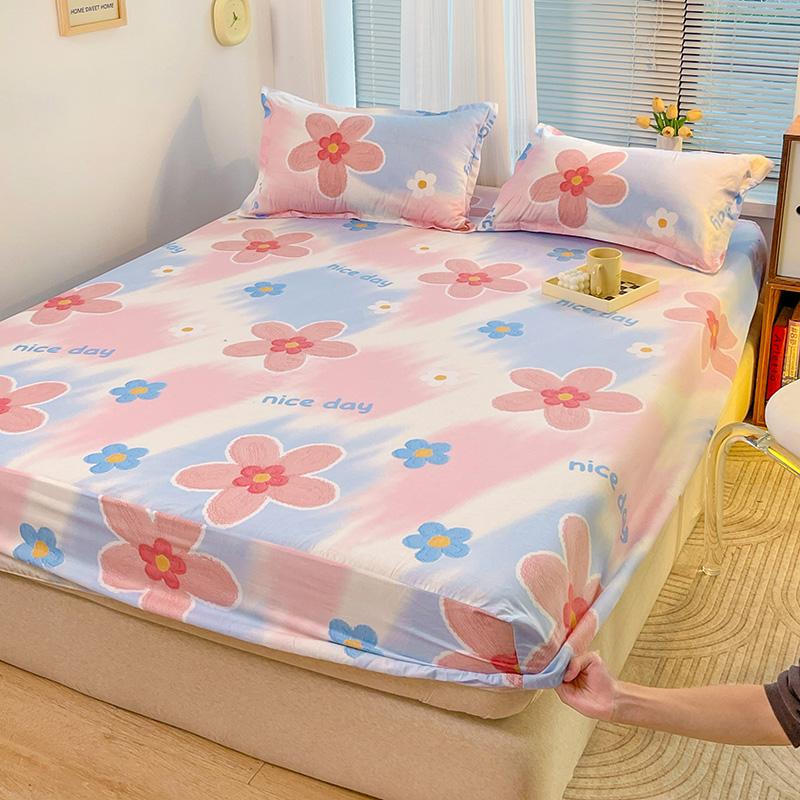 Single Double Bed 1pc Fitted Sheet Mattress Cover Super Soft Microfiber Bed Sheet (Without Pillowcase)