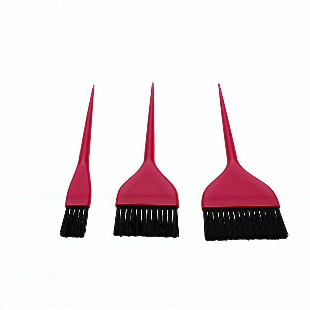 Pinceau de coloration pour cheveux à long manche contrôle précis pinceau de coloration capillaire pour débutants professionnels Rosé Sanguin Lot de 3 pièces