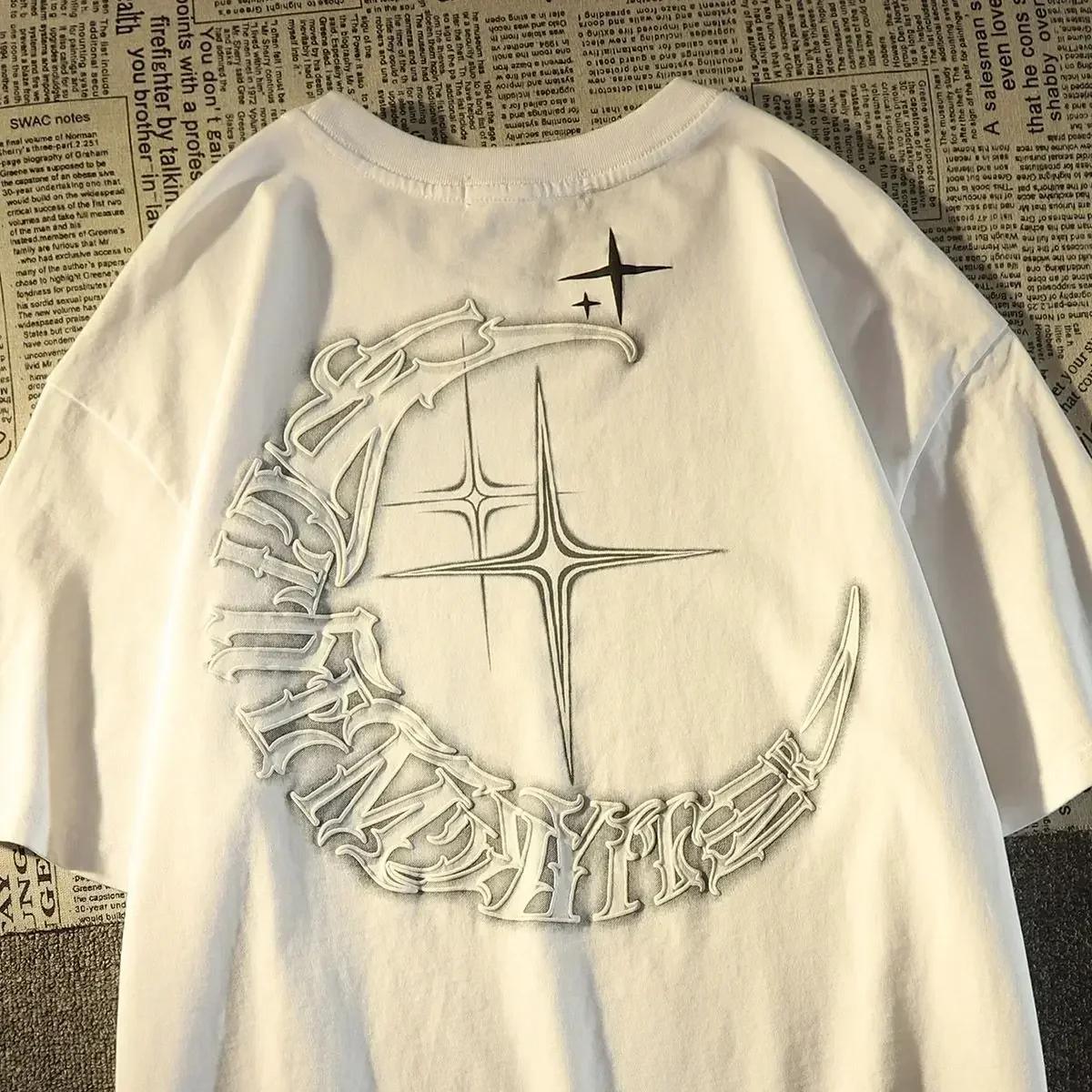 

Американская винтажная креативная футболка с коротким рукавом и принтом звезды для женщин, летняя свободная парная одежда, топ, одежда, футболки, модные топы 4XL