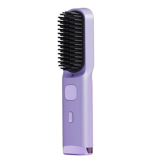 Cordless Hair Straightener Brush 4 Mini Hair Straightening Temperature Settings Comb USB Rechargeable Fast Heating Electric фиолетовый