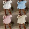 Pure Color Loose Fit Shirt With Ruffle Hem And Long Sleeves For Summer Casual Wear