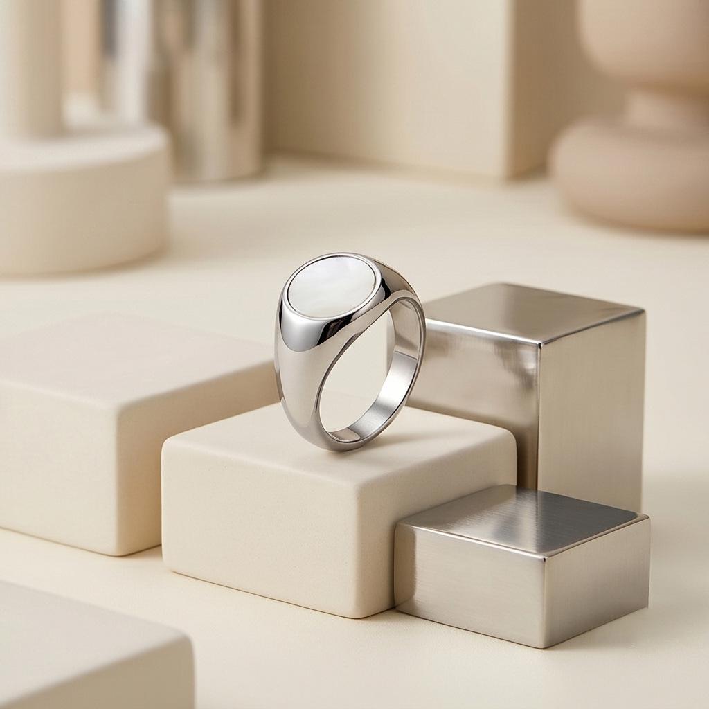 European Retro Geometric Shell Ring: Elegant Women s Index Finger Accessory Size 6
