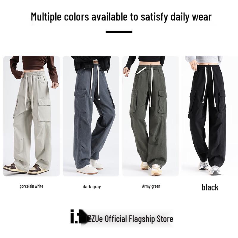 izzue Unisex American Retro Loose Fit Cargo Pants