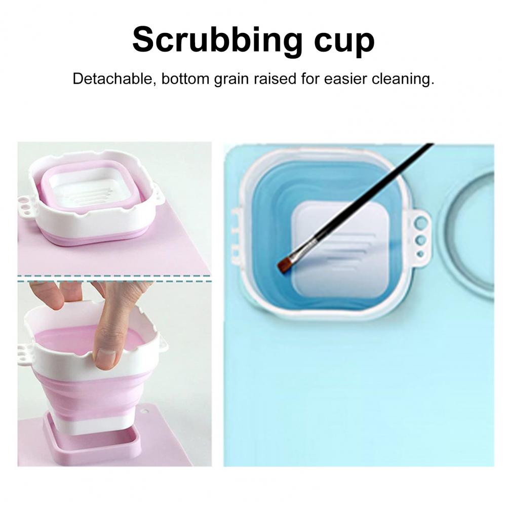 Drawing Mat Silicone Painting Mat with Cup Non-Stick Art Mat with Brush Cleaner Pen Holder DIY Clay Art Palette