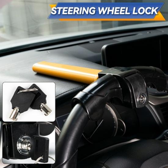 

Universal Auto Anti Theft Car Security Rotary Steering Wheel Lock with 2 Keys.