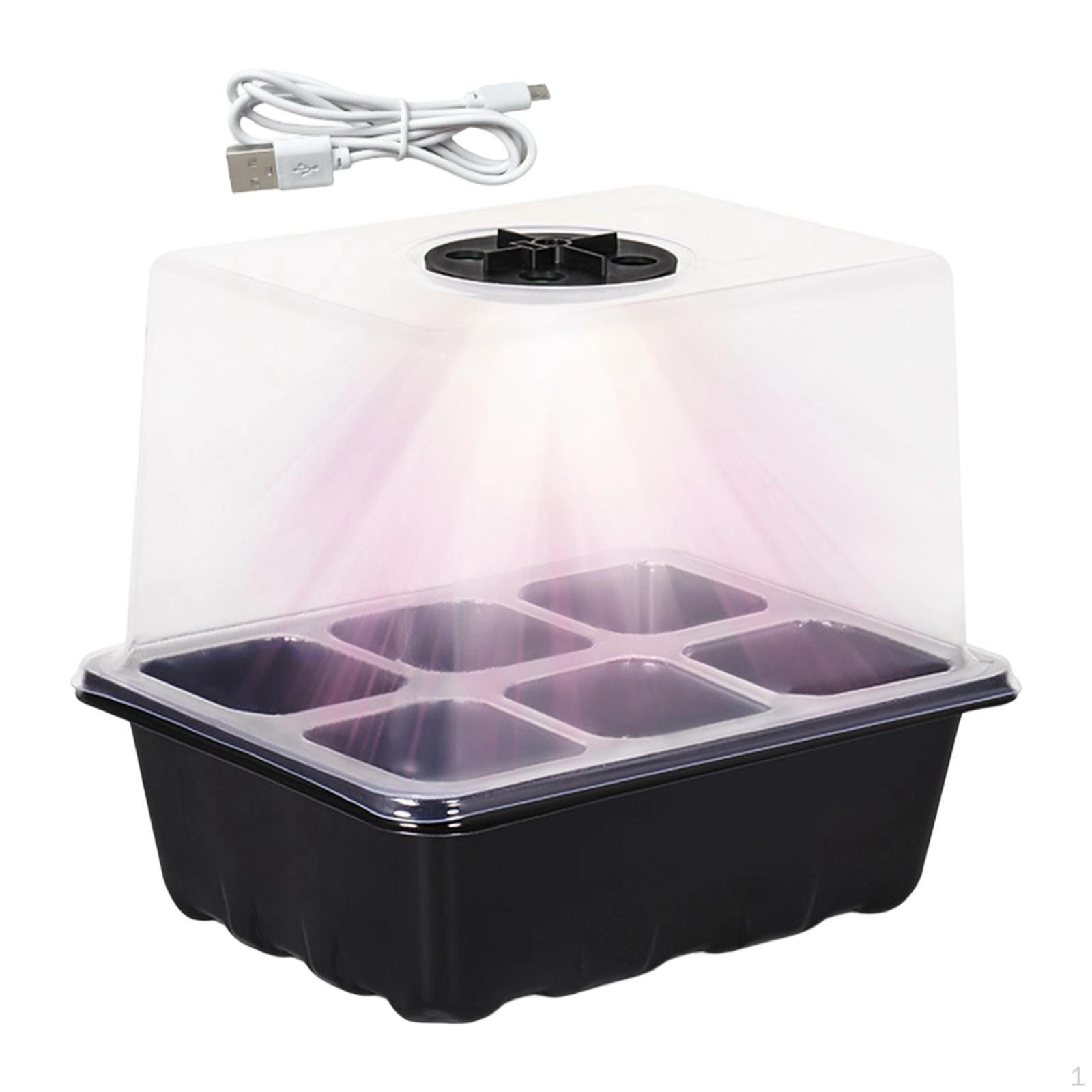

Nursery Pot with Light Growing Tray Drain Holes Reusable Humidity Domes Practical Black 6 Slots