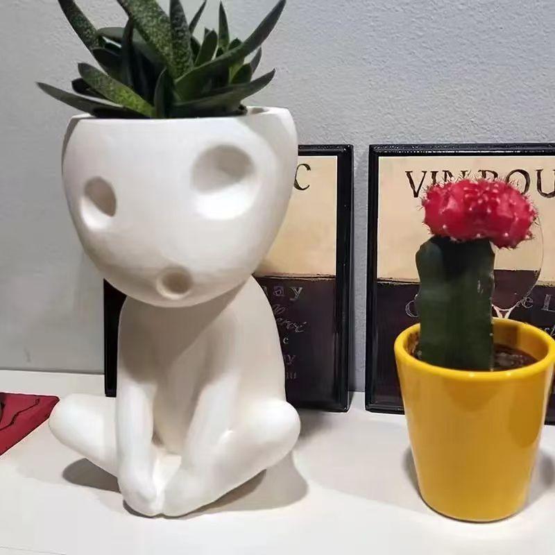 Nordic Abstract Figure Small Flower Pot Modern Minimalist Desktop Ornament Simulation Succulent Plant Flower Pot Home Decoration