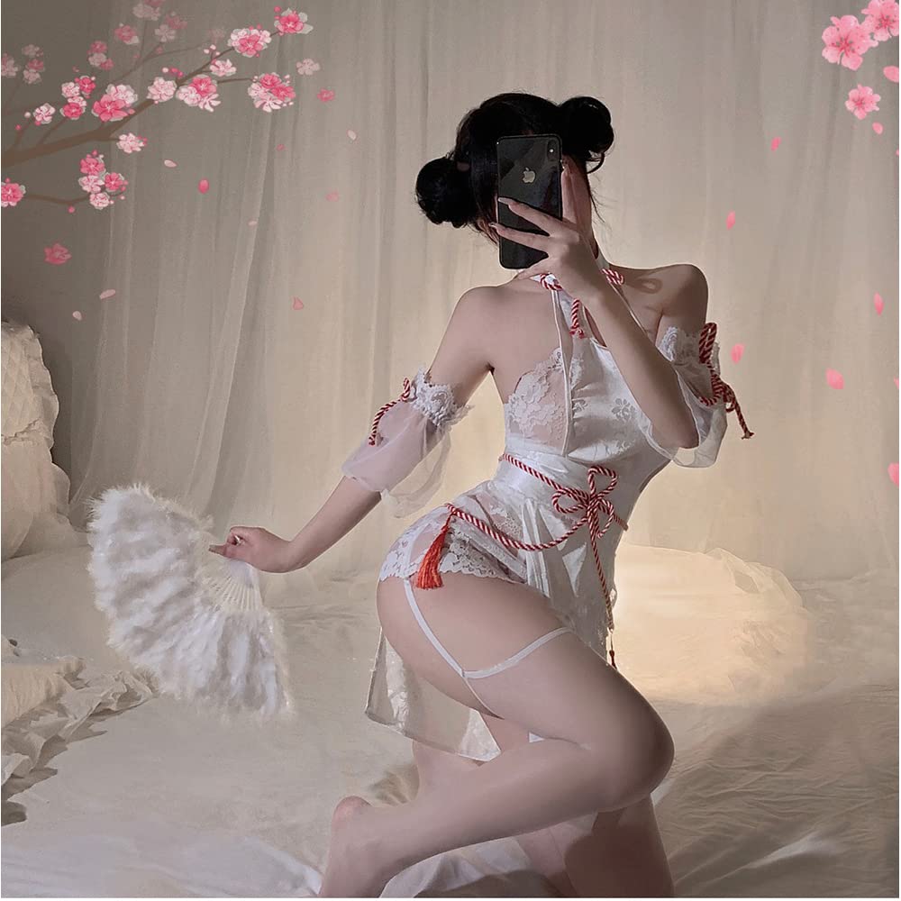 SHLYMP Chinese Clothes Cosplay Sexy Chinese Chinese Dress Cosplay Erotic Extreme Erotic Lingerie Underwear One Piece Costume Long Slit Dress Baby Doll