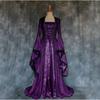 Dames Middeleeuwse Gotische Lange Jurk Wijde Mouw Korset Halloween Cosplay Avondjurk