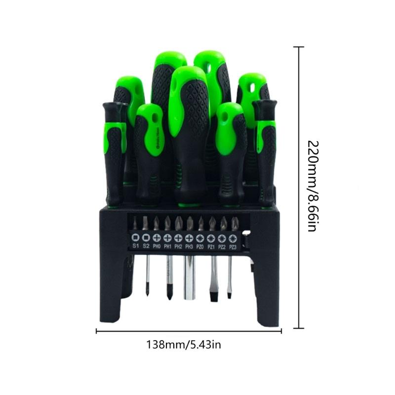 12Pieces Professional Screwdriver Tool Kit with Multiple Bit Types Comfortable Grip and Plastic Case Ideal for Electronics Maintenance and Assembly