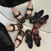 Fashion Rhinestone Metal Buckle with Square Heel Single Shoes Autumn New Round Toe Deep Mouth Non-slip Wear-resistant High Heels