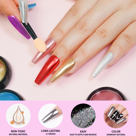 Golden Mirror Nail Powder Holographic White Pearl Chrome Metallic Powder DIY Nail Art Kit for Nail Art Decoration