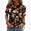 Summer Round Neck 3D Kull Print Top Fashionable Casual Short Sleeved Women's T-shirts