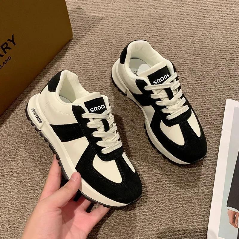 Moda Nowe Damskie Sneakersy Sznurowane Okrągły Nosek Damskie Casualowe Platformowe Sportowe Markowe Projektanckie Wulkanizowane Buty Zapatillas Mujer