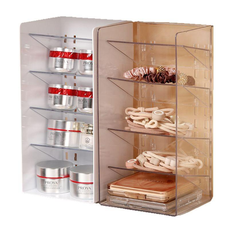 Narrow Acrylic Mirror Cabinet & Lipstick Jewelry Organizer with Tiered Shelves