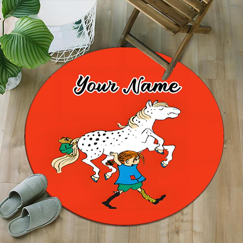 Customizable Pippi Longstocking1 Round Non-Slip Carpet - Ideal for Garden, Picnic, Office, Perfect for Decoration, Suitable For All Seasons
