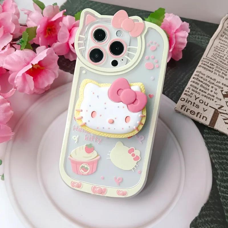 

Sanrio Hello Kitty Подставка Чехлы для телефона Для iPhone 16 15 14 11 13 12 Pro Max XR XS 7 8 Plus Оригинальный противоударный чехол Y2K iphone 16