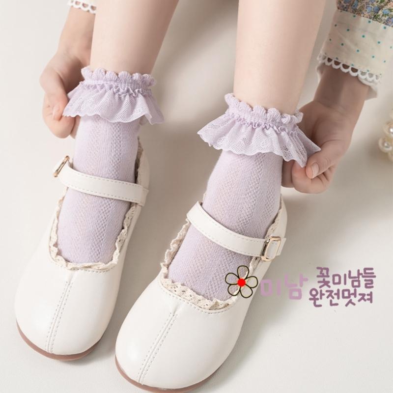 5 Paar weiche & atmungsaktive Baumwoll-Knöchelsocken für Kleinkinder, Wadenlange Socken-Set für Mädchen, mit stilvollem Rüschen-Design