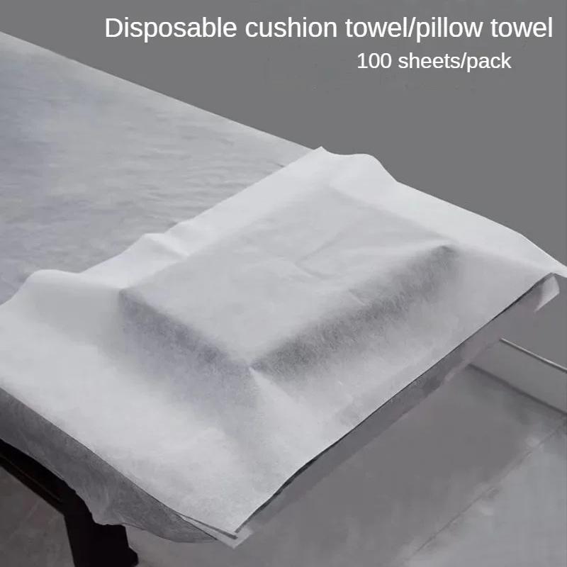 100 st Engångsskydd för ansiktsstöd Nonwoven Kudde Papper Vattentätt Massage Spa Bord för Engångs Skönhets Nackstödsskydd Pape