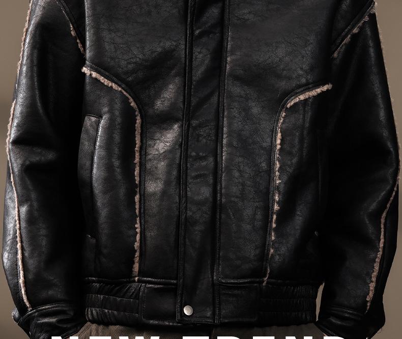 Herren Retro Leder & Pelz Baumwolljacke - Warm, Lässig, Locker geschnitten Winter Oberbekleidung