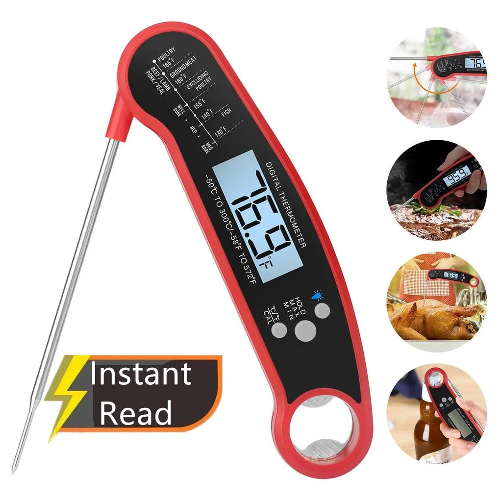 Küchen-Digitalthermometer für Lebensmittel, Fleisch, Wasser, Milch, Kochen, Grillen, Outdoor-BBQ, Wasserdicht, Sofortmessung