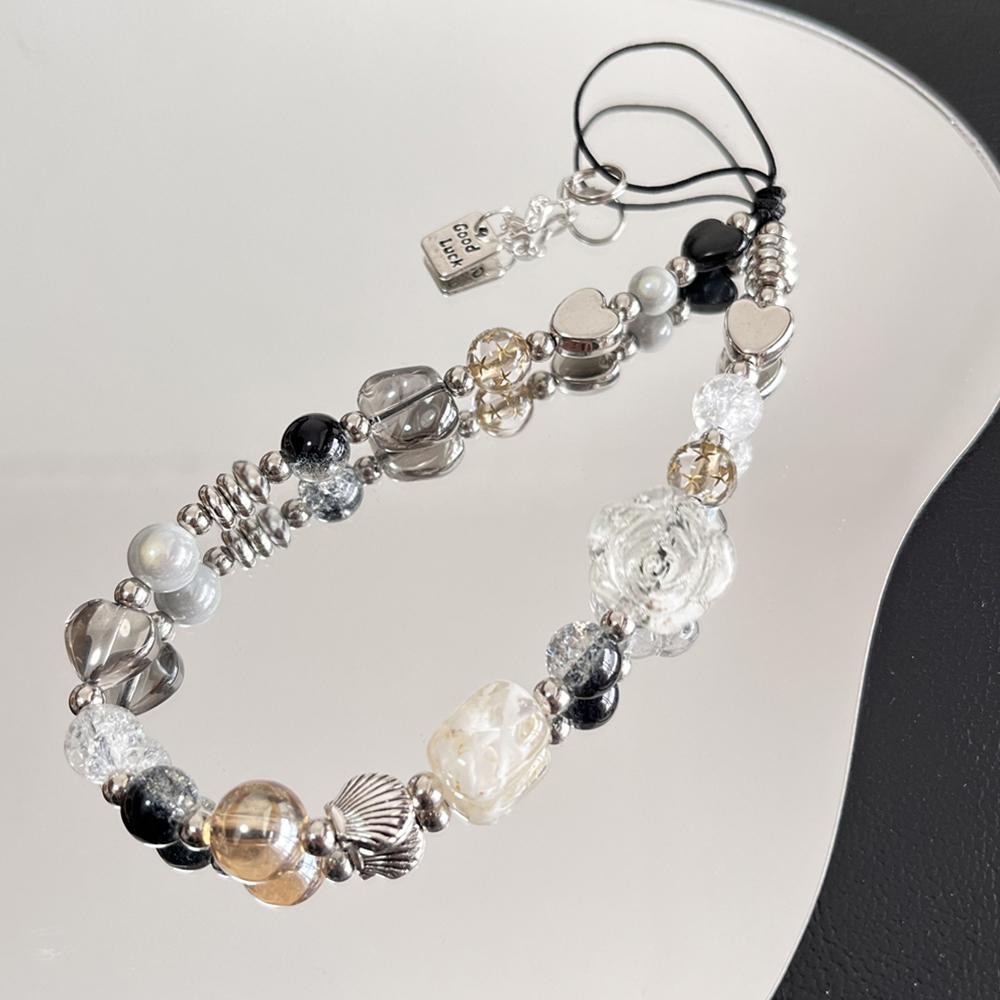 

Y2K 3D Flower Black Phone Chain Trendy Pendant For iPhone Samsung Universal Accessories Cute Phone Hanging Rope For Girl Jewelry