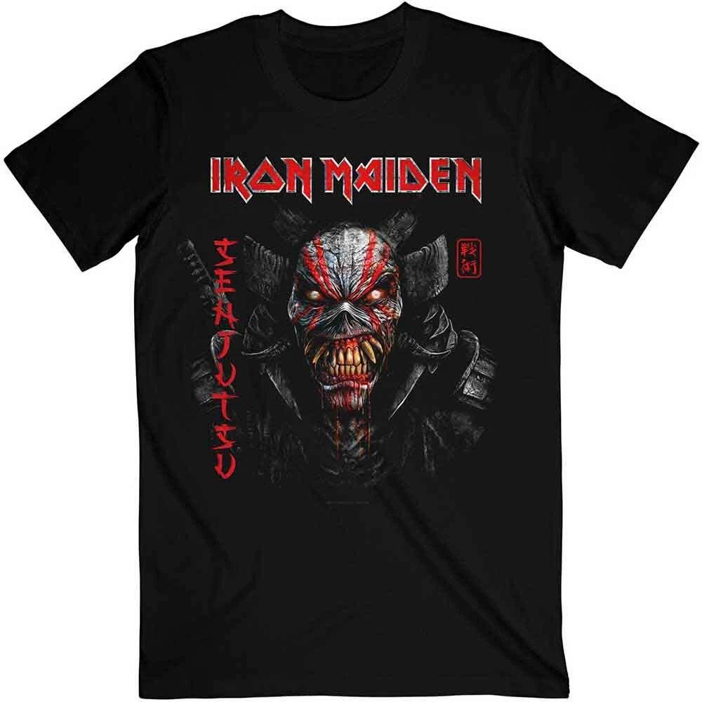 Классический Рок Метал группа футболка Iron Maiden футболка Senjutsu Черная обложка Вертикальный логотип Официальная Мужская Черная 2XL