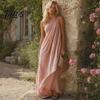 Talos Women's Summer One Shoulder Beach Sundress, Pleated A-line Flowy Long Dress, Casual Loose Travel Vacation Dress