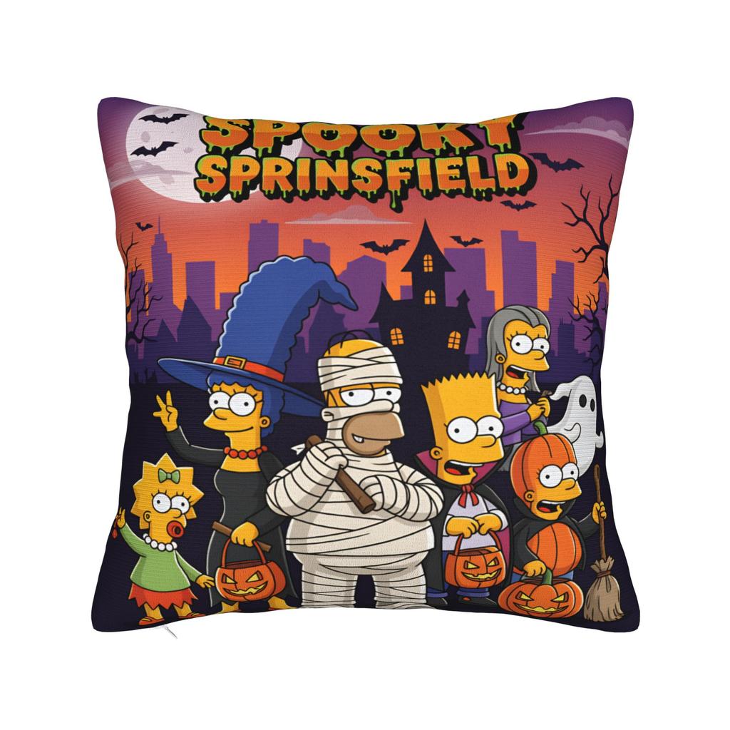 Pillow Cover SSimpsons Spooky Springfield Shenanigans Halloween Novelty Pillow Case For Couch Sofa Bedroom Pillowcases