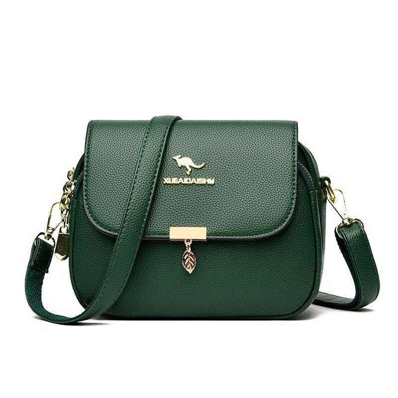 

Kangaroo Genuine Goods Casual One Shoulder Genuine Leather Crossbody Bag for Middle-Aged People Green