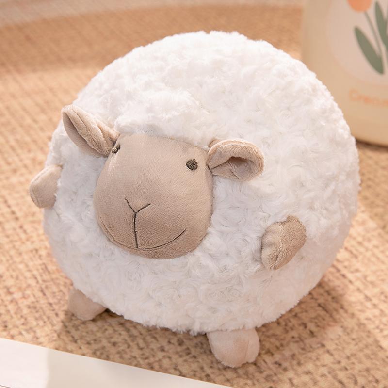 28cm Lovely Round Sheep Plush Toys Stuffed Animal Round Ball Sheep Fluffy Lamb Plushie Doll Soft Pillow Kid Birthday Xmas Gifts