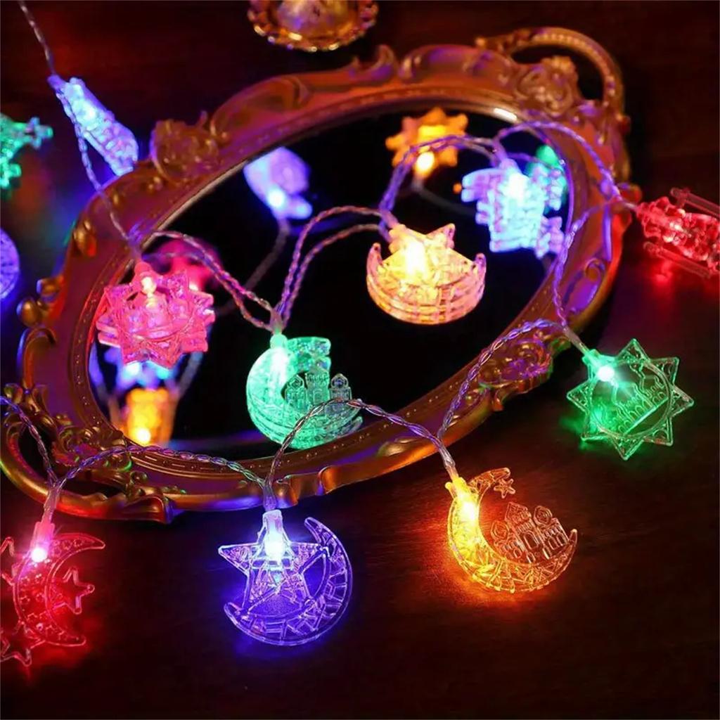 1.5M/3M Moon Star Castle Oil String   Light  Battery Power EID Mubarak Holiday Decoration