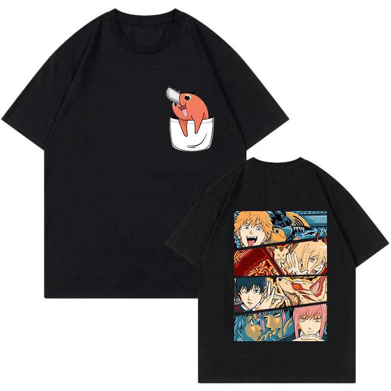 Unisex Mange Y2k Kleidung Japanischer Anime Chainsaw Man T-Shirt 90er Lustiges Pochita T-Shirt Makima Harajuku Grafik-T-Shirts Tops T-Shirt