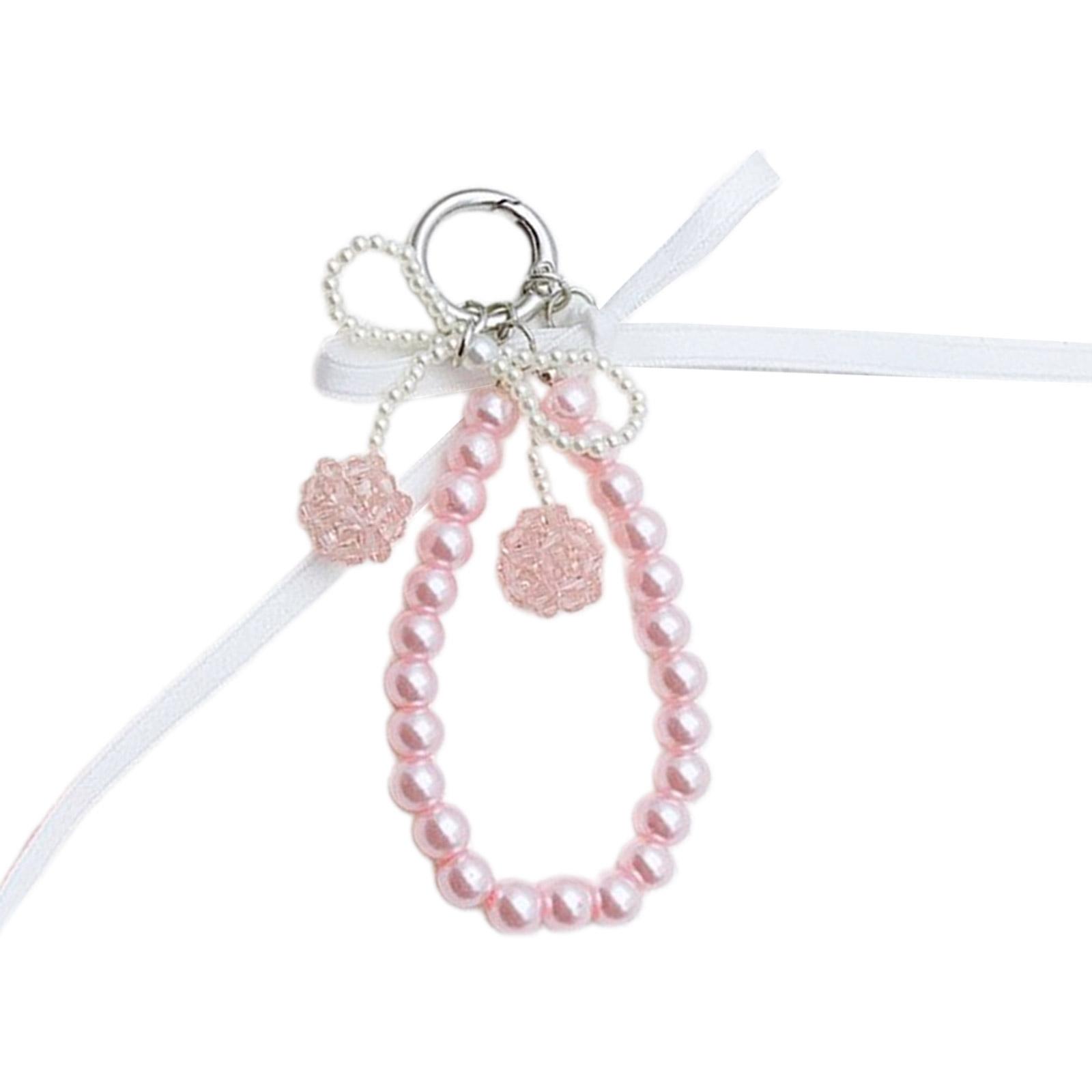 

Элегантный жемчужный бант брелок на запястье браслет кулон многоцелевые украшения ручной работы аксессуары для сумок телефонов бытовые 1 розовый