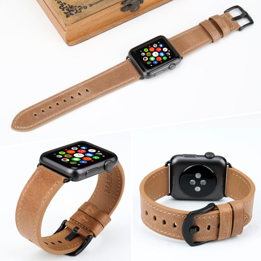 For Apple Watch Accessories Genuine Leather Watch Bracelets Apple Watch Band 44mm 40mm iWatch Strap 42mm 38mm Series 4 3 2 1