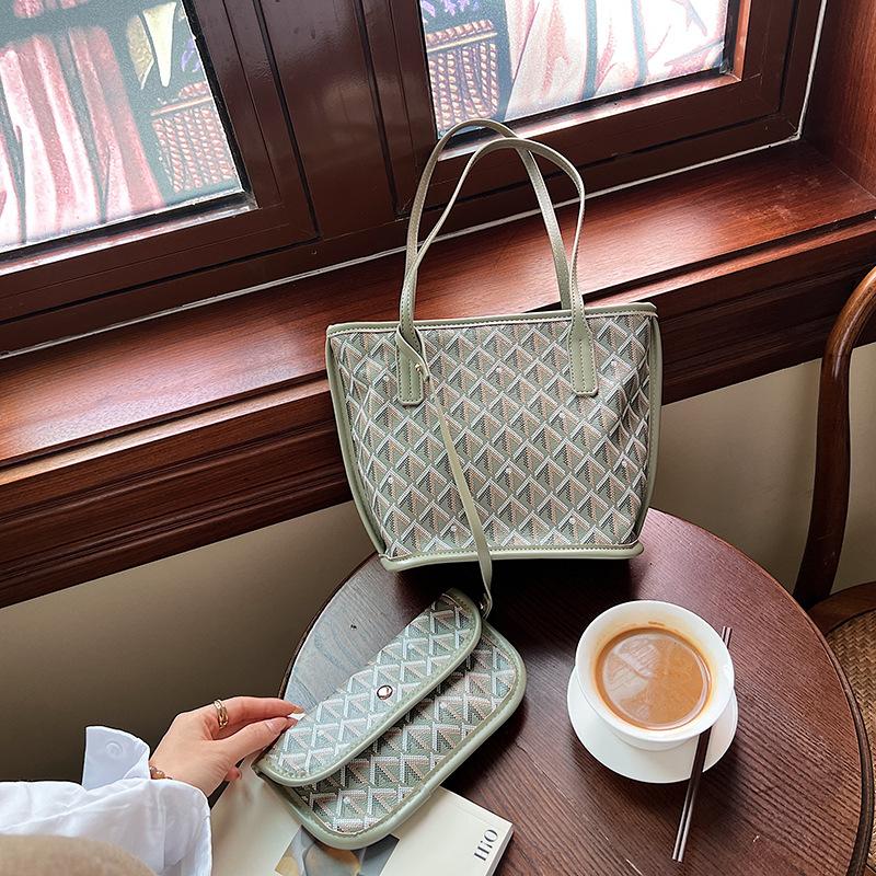 New Fashion Trend Versatile Dog Tooth Shopping Bag Large Capacity Bag Portable Shoulder Bag