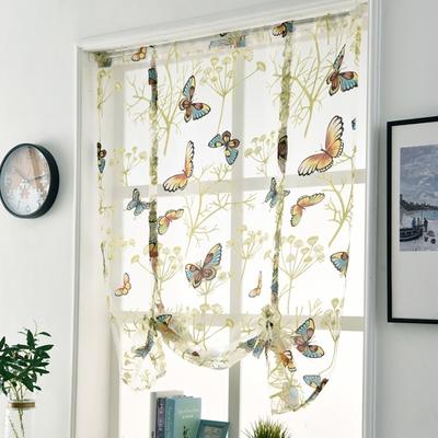 Roman Home Decor Krátke priehľadné okenné ošetrenie Záves Butterfly Flower