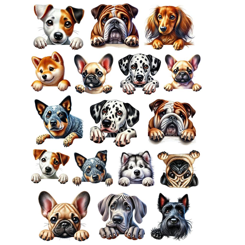 17Pcs DIY Cute Cute peeking puppy Stationery Stickers Hand-Drawn Paris  Daily Life, Planner, Journal Decoration  Cute Stationery