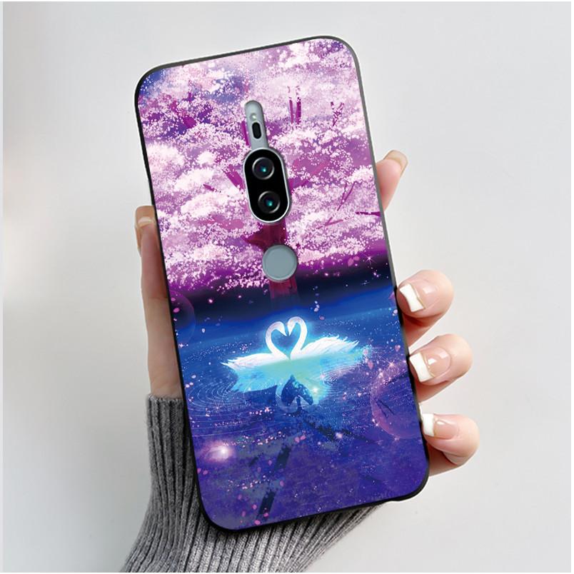 Per Sony Xperia XZ2 Premium SOV38 H8166 H8116 Custodia per Telefono Estetica Moda Gatto Carino Cartone Animato Nero Tocco Morbido Posteriore Cover in Silicone