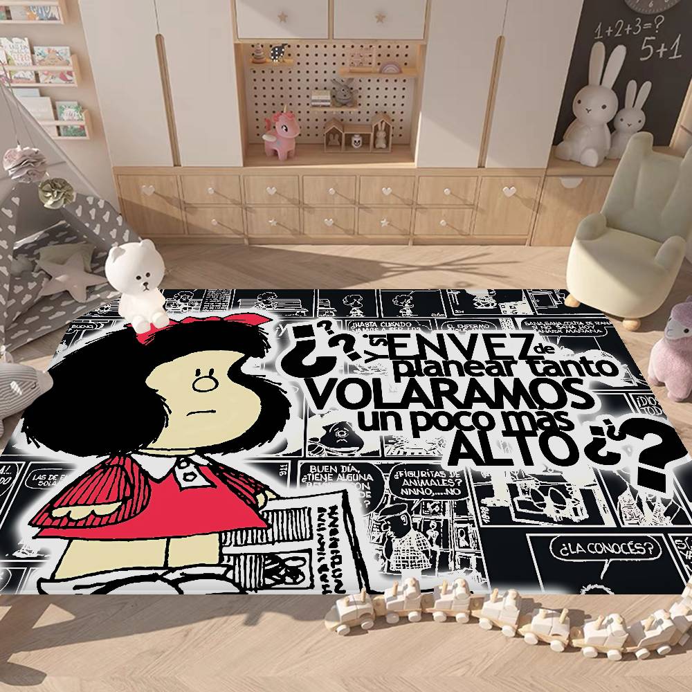 M-Mafalda Girl Floor Mat INS Style Soft Bedroom Floor House Laundry Room Mat Anti-skid Household Carpets