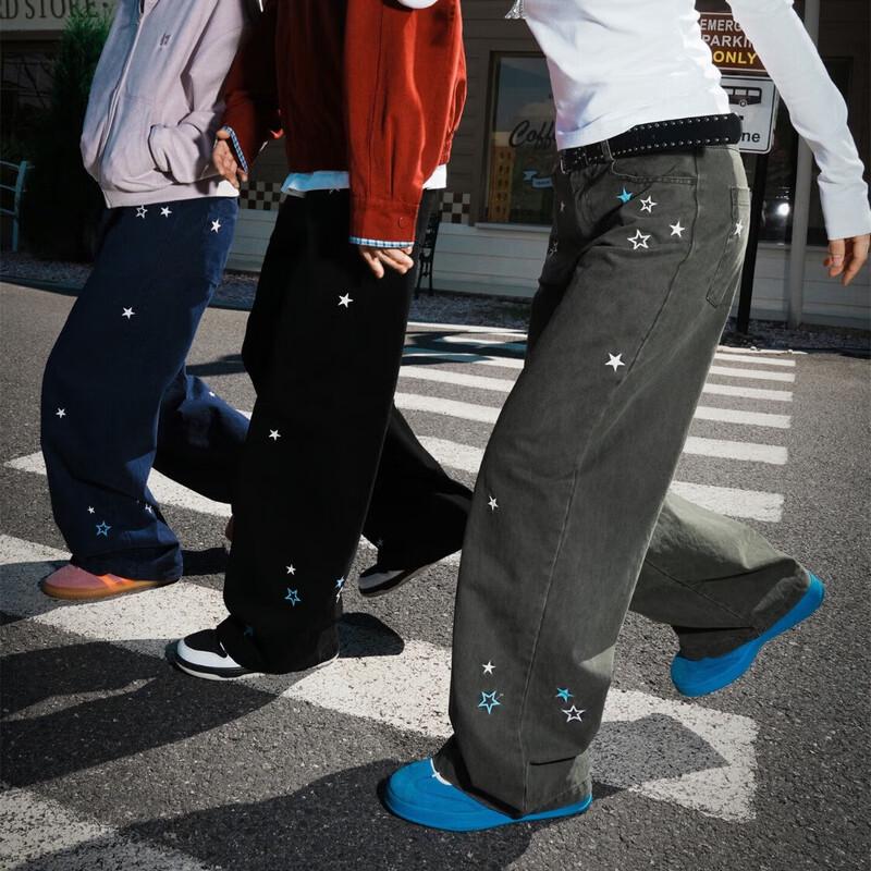 Джинсы деним свободного кроя с вышивкой звезд LEMANISM для пар 2XL