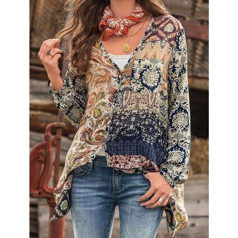

Classic Versatile Punk Dignified Sense of Design Long Sleeves V-neck Casual Shirt and Tops (Large Quantity) Apricot color L