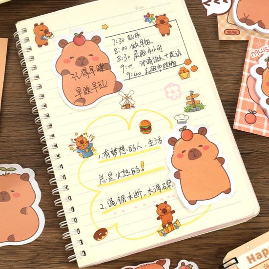 4 Pack Capybara Sticky Notepads, 30 Sheets Cute Self Sticky Notepads, Cartoon Animal Memo Pads, Adhesive Notes for Office School Students Party Favors
