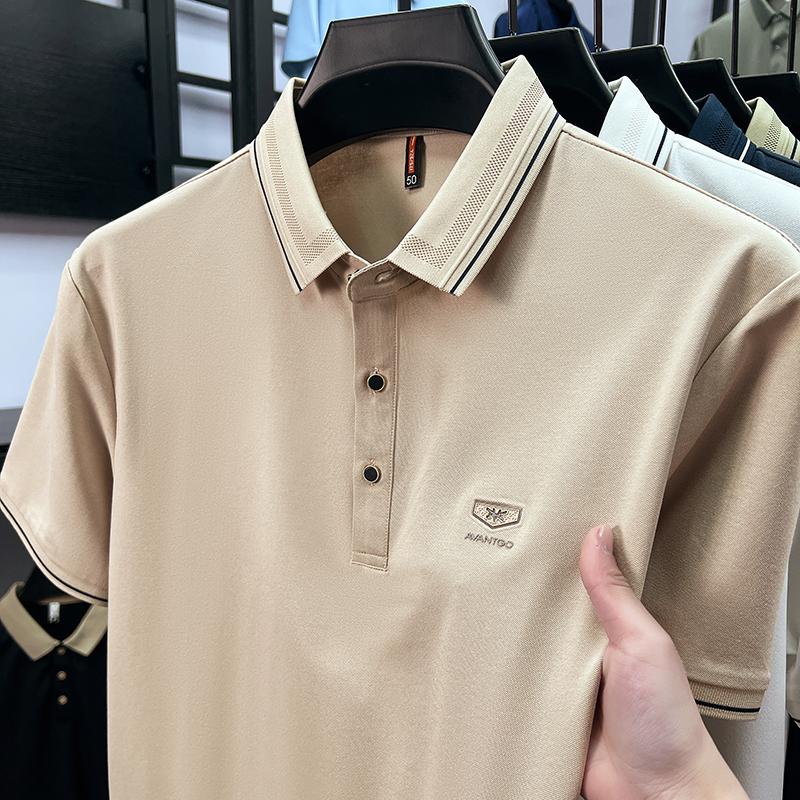 Light luxury brand men's short sleeve polo shirt summer new item high-end letter golf comfortable cotton casual business T-shirt